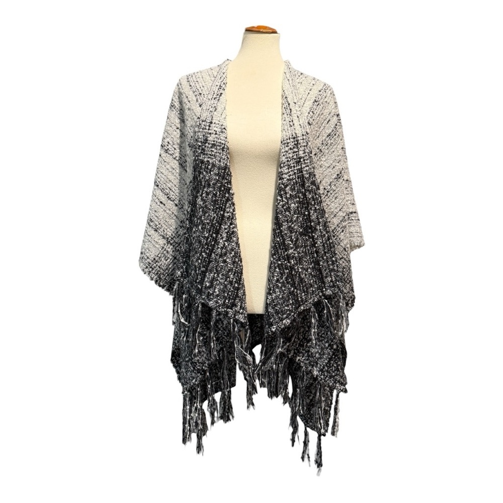 Metallic Silver and Grey Knit Wrap, One Size